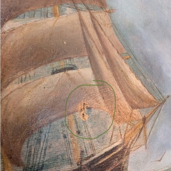 19th-Century Nautical Oil Painting - Picture 5 of 10